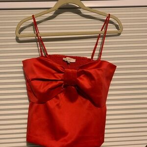 LOFT Red Satin Camisole with Bow